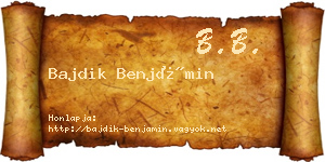 Bajdik Benjámin névjegykártya